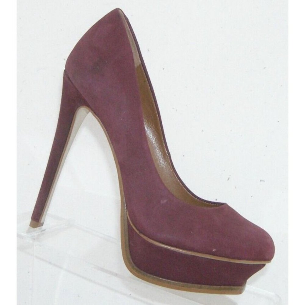 Steve Madden Kiss wine purple suede almond toe slip on platform heels 6M